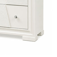 Hezi Bedside Nightstand, 2 Drawer, White Zig Zag Front, Acrylic Knobs-BM353146
