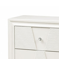 Hezi Bedside Nightstand, 2 Drawer, White Zig Zag Front, Acrylic Knobs-BM353146