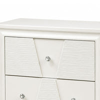 Hezi Bedside Nightstand, 2 Drawer, White Zig Zag Front, Acrylic Knobs-BM353146
