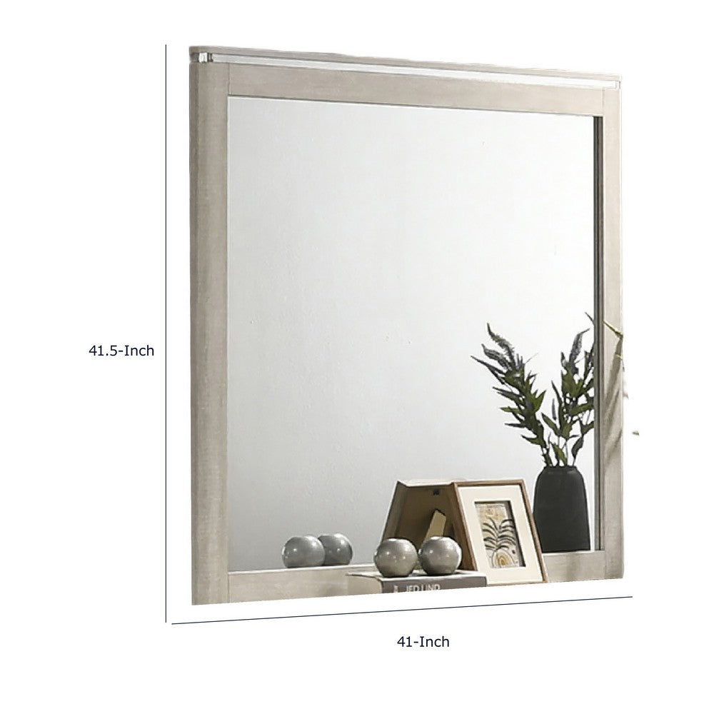 Hezi Dresser Mirror, Glam White, Multi Layer Molded Frame, 41x42