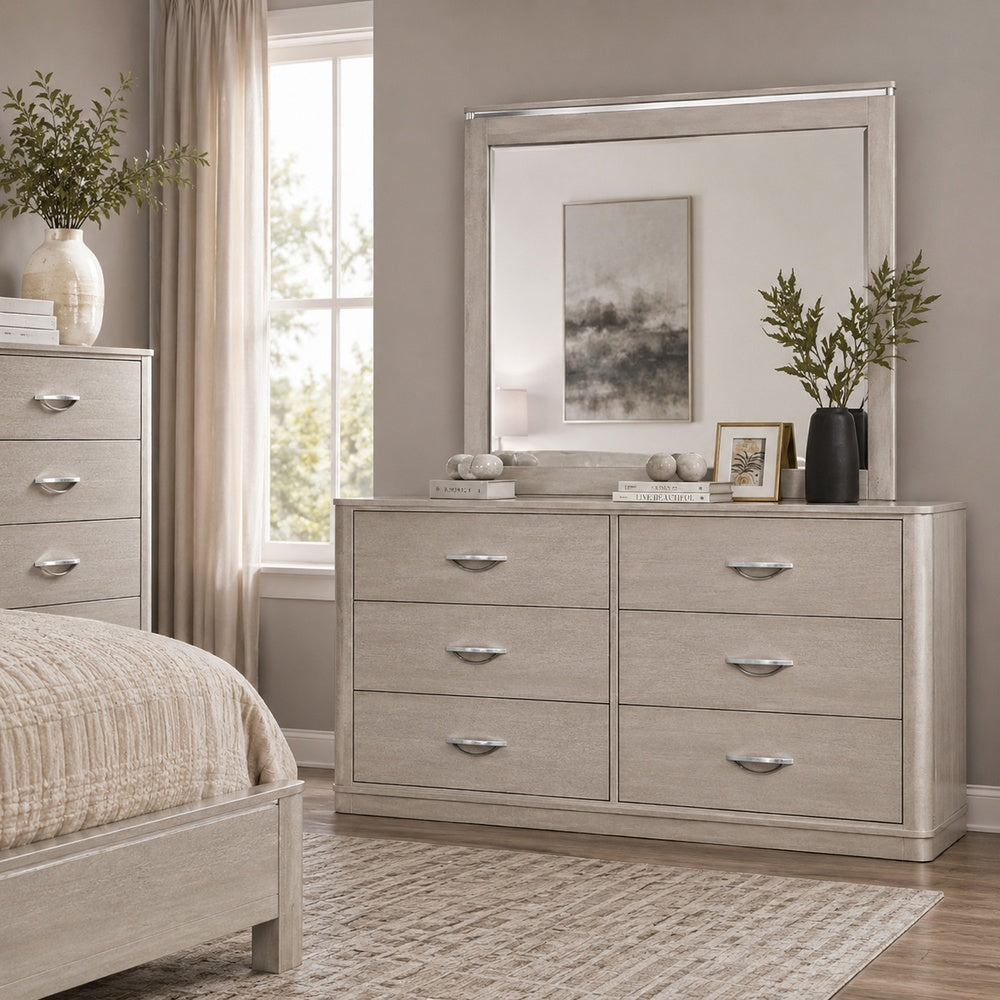 Hezi Dresser Mirror, Glam White, Multi Layer Molded Frame, 41x42 - BM353149