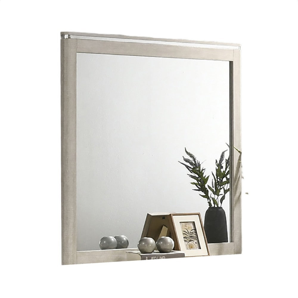 Hezi Dresser Mirror, Glam White, Multi Layer Molded Frame, 41x42