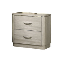 Fezi Nightstand, 2 Drawers, Silver Steel Finger Pulls, Dusty Gray-BM353150