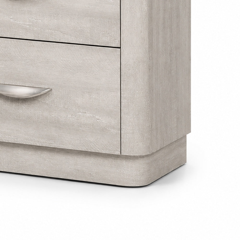 Fezi Nightstand, 2 Drawers, Silver Steel Finger Pulls, Dusty Gray-BM353150