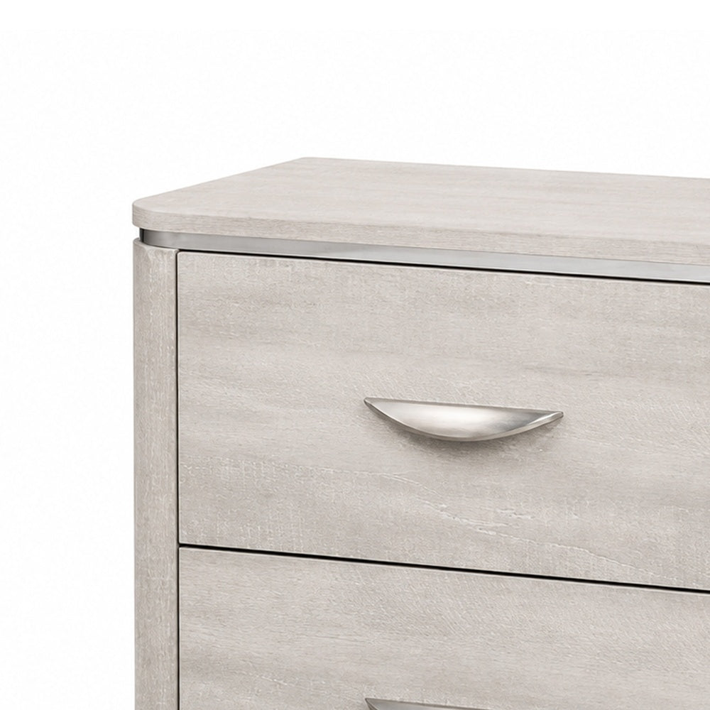 Fezi Nightstand, 2 Drawers, Silver Steel Finger Pulls, Dusty Gray-BM353150