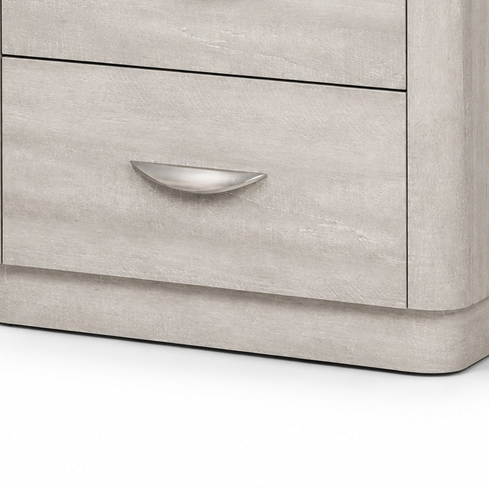 Fezi Nightstand, 2 Drawers, Silver Steel Finger Pulls, Dusty Gray-BM353150