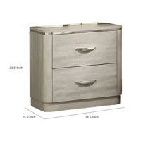 Fezi Nightstand, 2 Drawers, Silver Steel Finger Pulls, Dusty Gray-BM353150