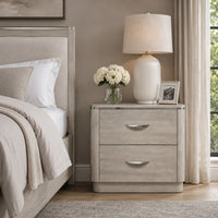 Fezi Nightstand, 2 Drawers, Silver Steel Finger Pulls, Dusty Gray-BM353150