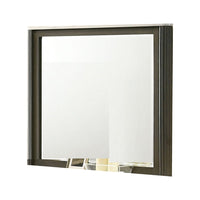 Lim Dresser Mirror, Dark Walnut Brown, Faux Marble, 39x45 Fluted Frame-BM353153