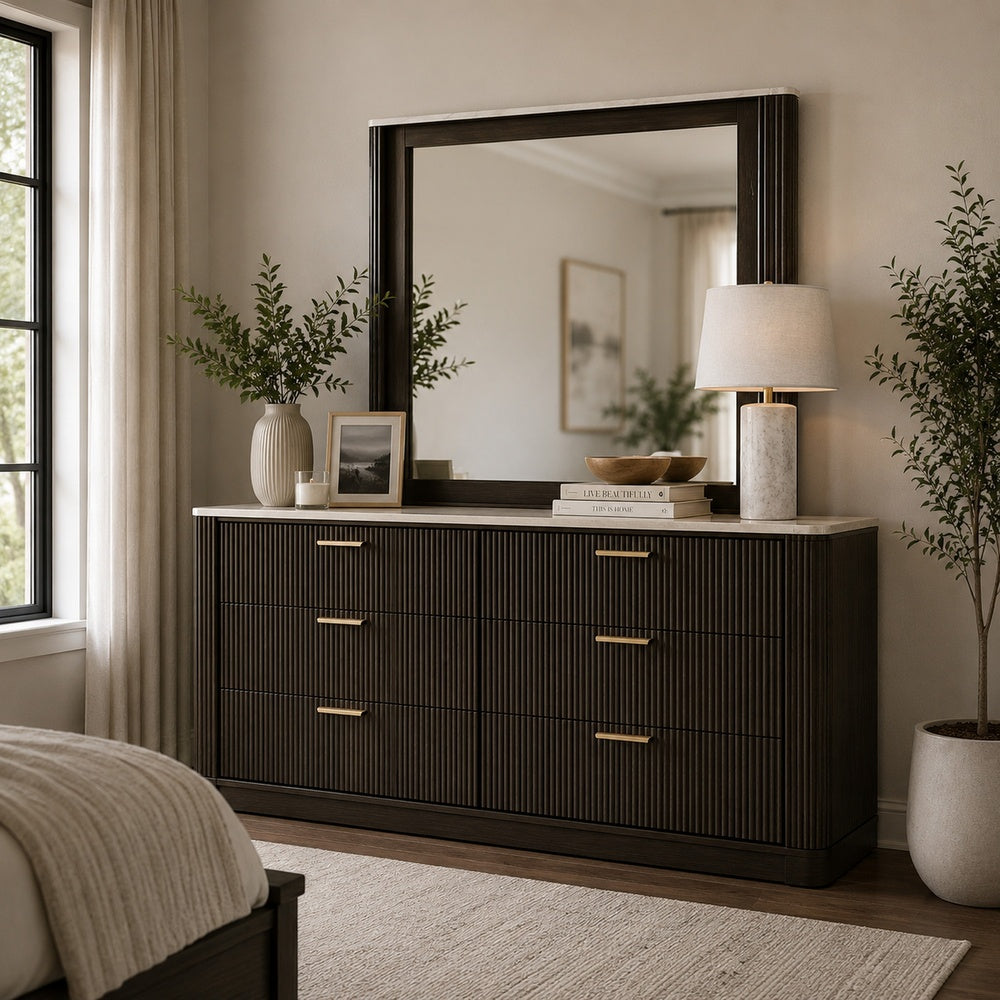 dresser with mirror dark brown Buy Walnut Faux Marble Mirror, 39x45