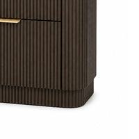 Lim Nightstand, 6 Drawers, White Faux Marble, Dark Walnut Brown-BM353154