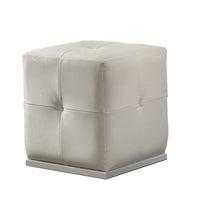 Keza Vanity Stool, White Tufted Seat, 19 Inch Cubic Membrane Press-BM353155