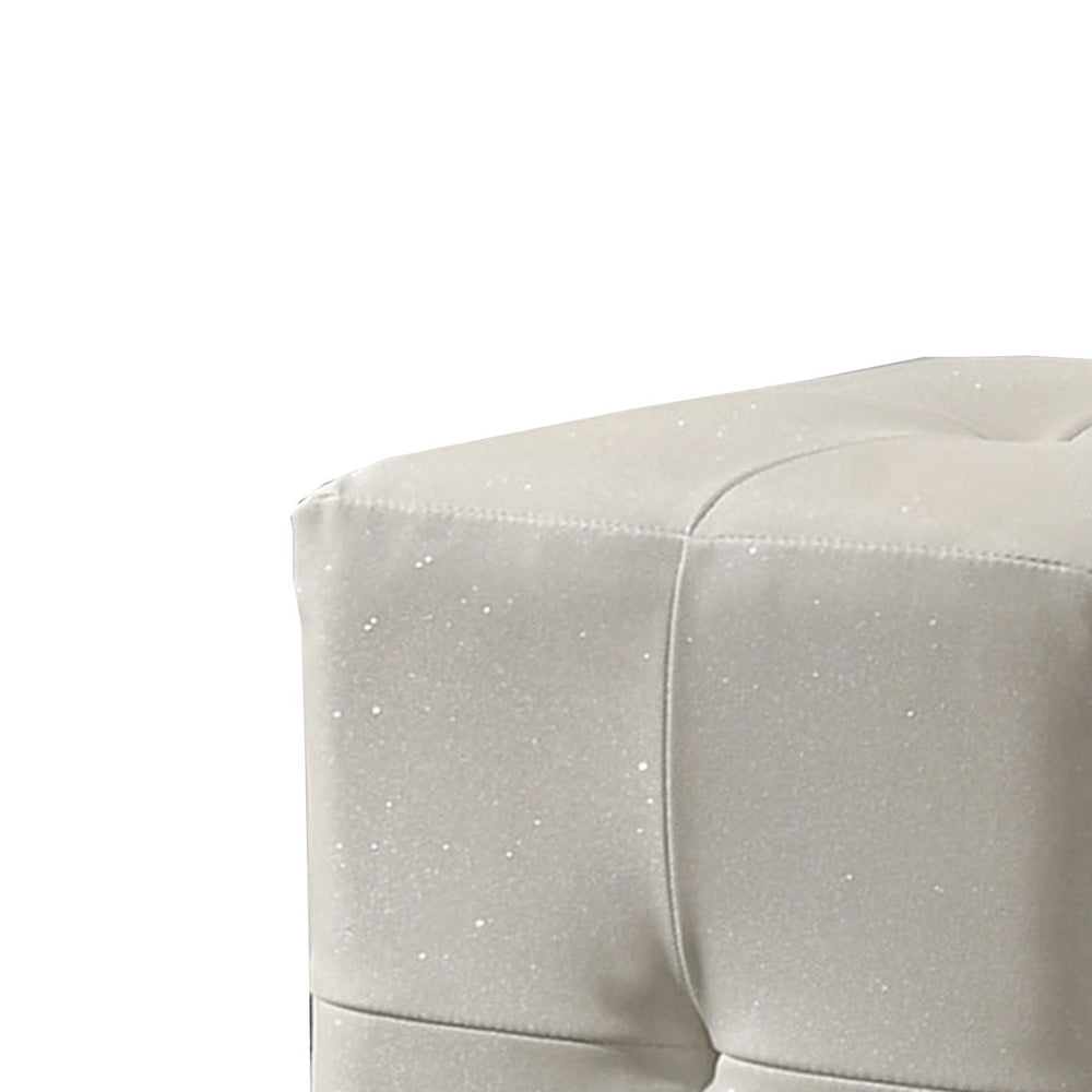 Keza Vanity Stool, White Tufted Seat, 19 Inch Cubic Membrane Press-BM353155