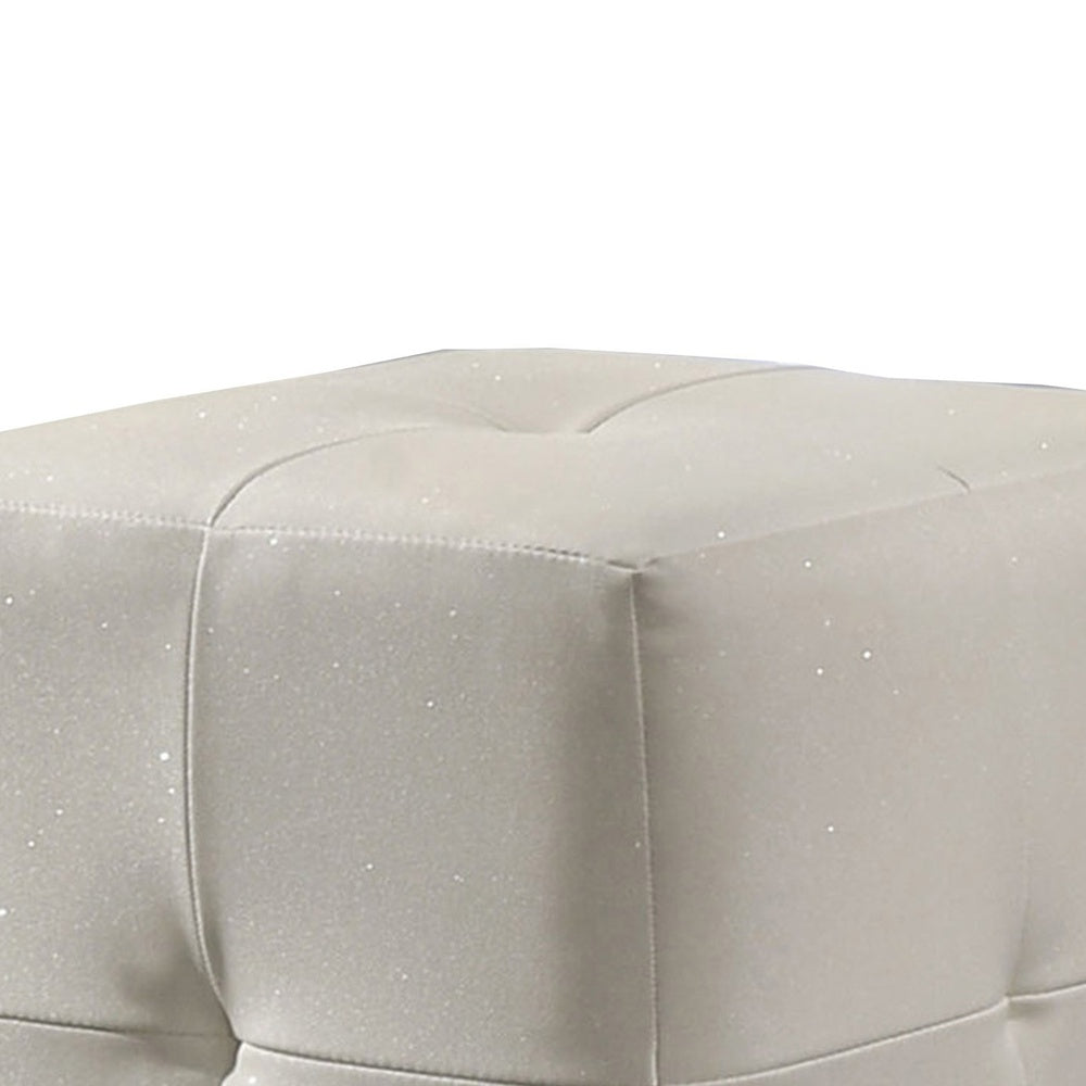 Keza Vanity Stool, White Tufted Seat, 19 Inch Cubic Membrane Press-BM353155