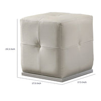 Keza Vanity Stool, White Tufted Seat, 19 Inch Cubic Membrane Press-BM353155