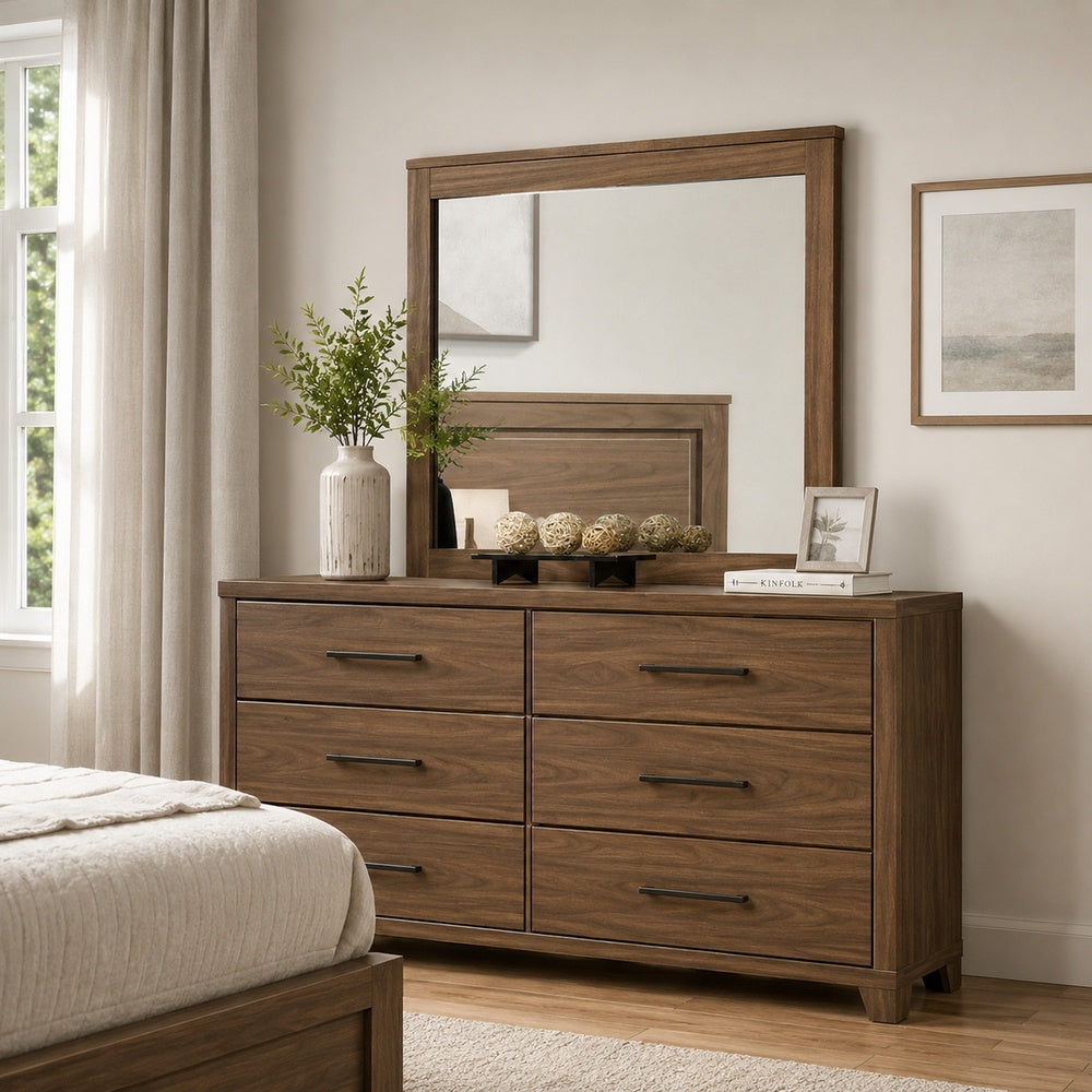 Pize Dresser Mirror,  Walnut Brown, 39x39 Landscape Frame-BM353157