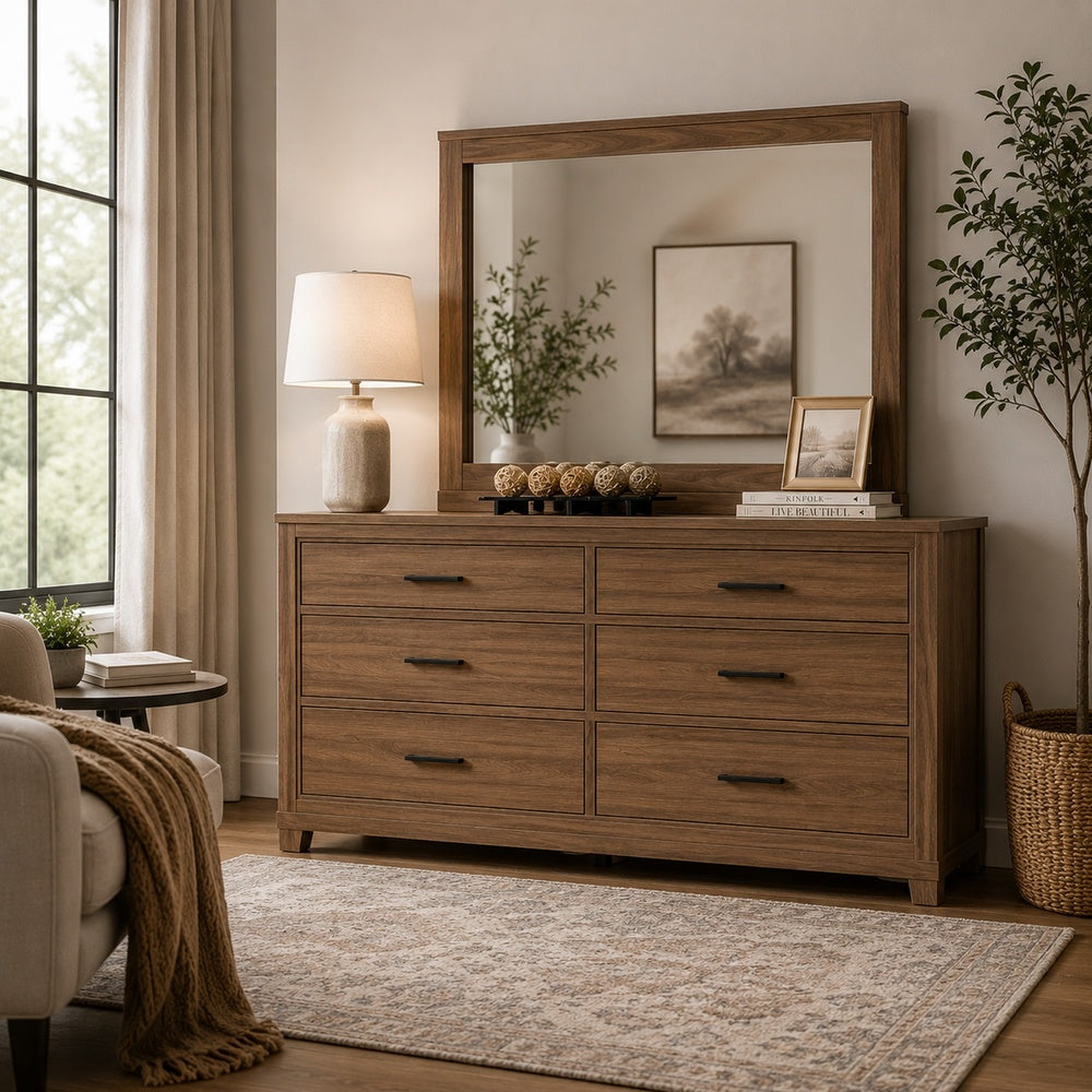 Pize Dresser Mirror,  Walnut Brown, 39x39 Landscape Frame-BM353157