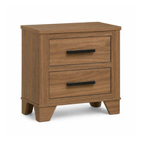 Pize Nightstand, 2 Drawers, Black Metal Linear Bar Pulls, Walnut Brown-BM353158