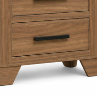 Pize Nightstand, 2 Drawers, Black Metal Linear Bar Pulls, Walnut Brown-BM353158