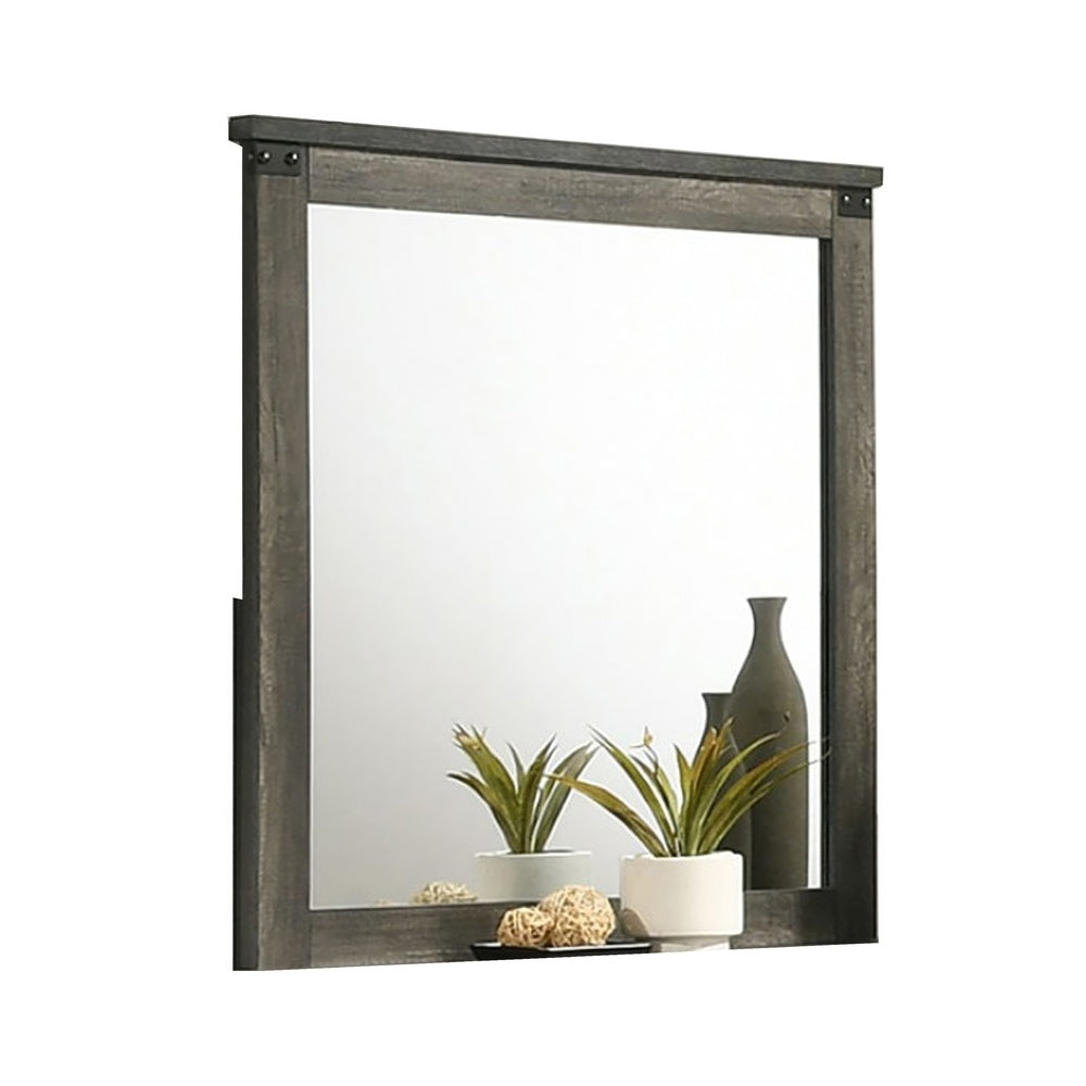 Bry Dresser Mirror, Crown Molded Top, 38x40 Rustic Gray Frame-BM353161