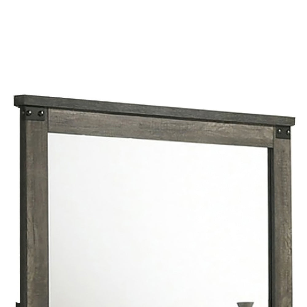 Bry Dresser Mirror, Crown Molded Top, 38x40 Rustic Gray Frame-BM353161
