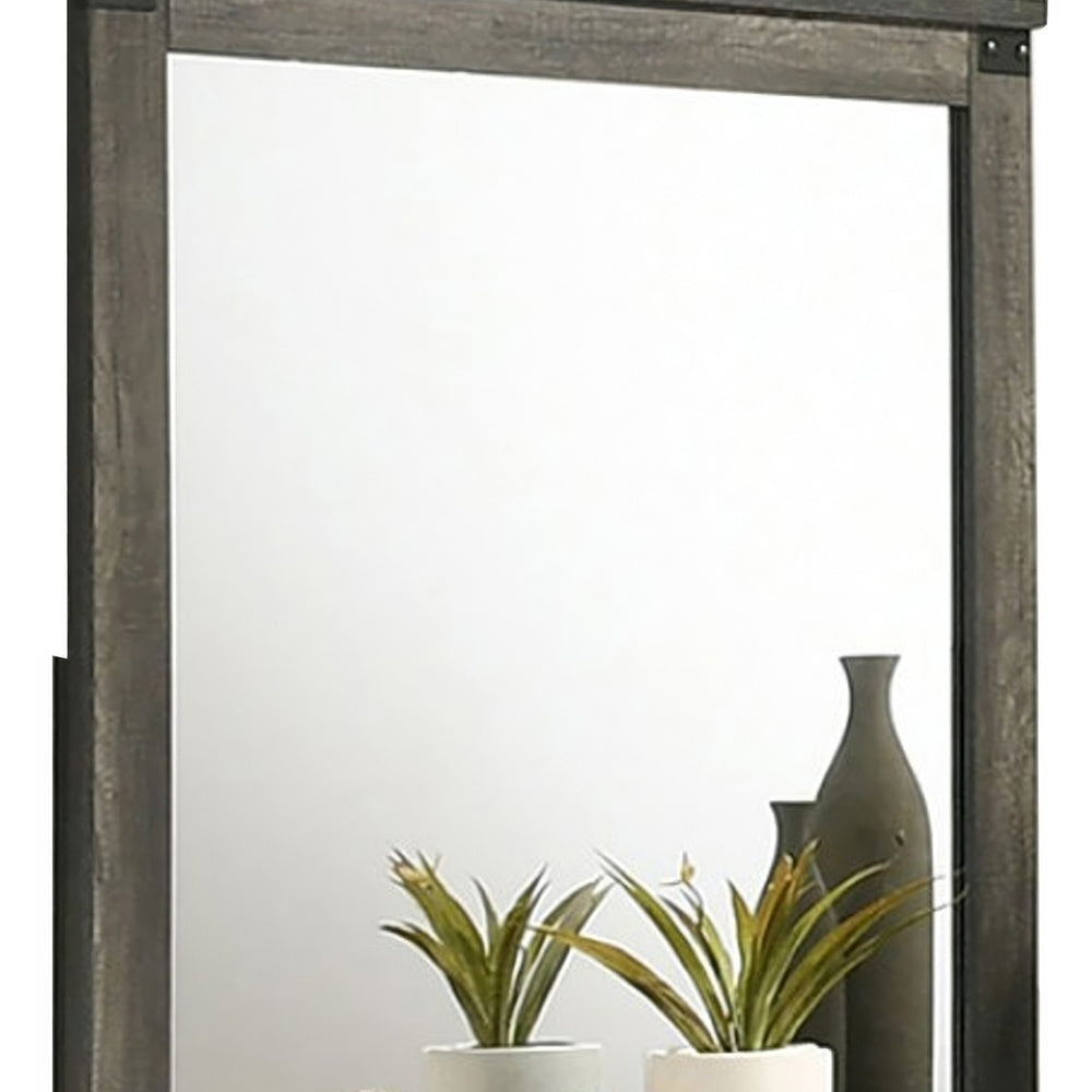 Bry Dresser Mirror, Crown Molded Top, 38x40 Rustic Gray Frame-BM353161