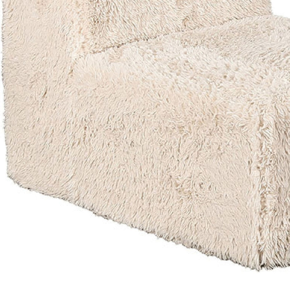 Appi Modular Armless Chair, Compressed Foam Fill Sand Beige Faux Fur-BM353165