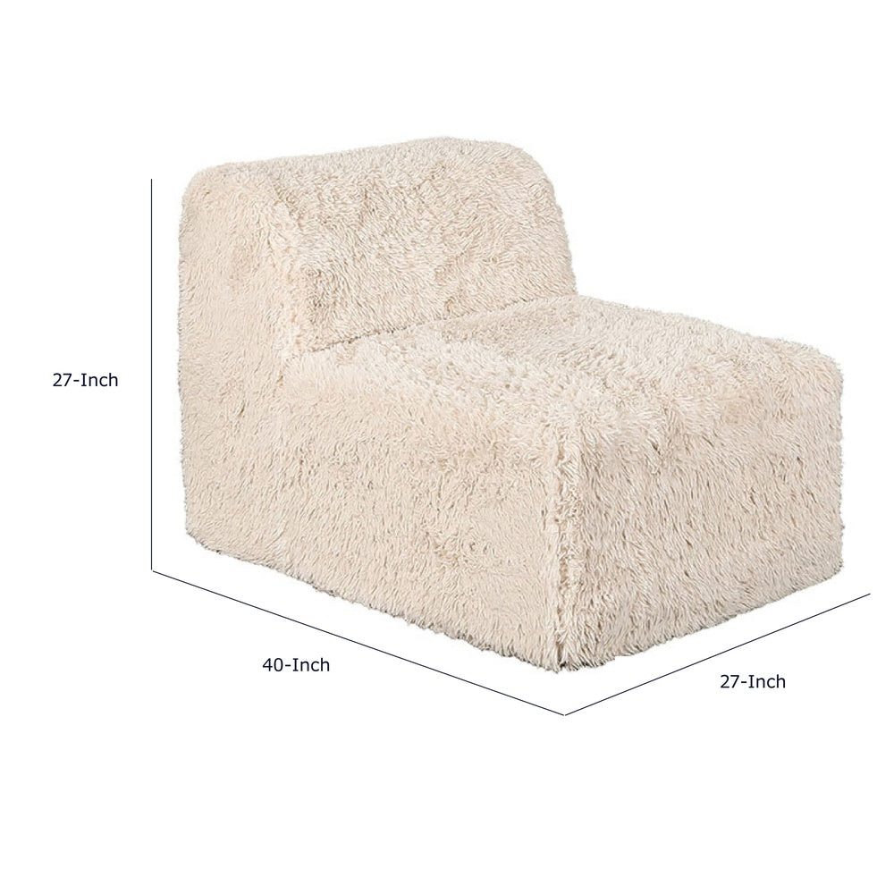 Appi Modular Armless Chair, Compressed Foam Fill Sand Beige Faux Fur-BM353165