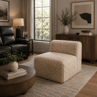 Appi Modular Armless Chair, Compressed Foam Fill Sand Beige Faux Fur-BM353165