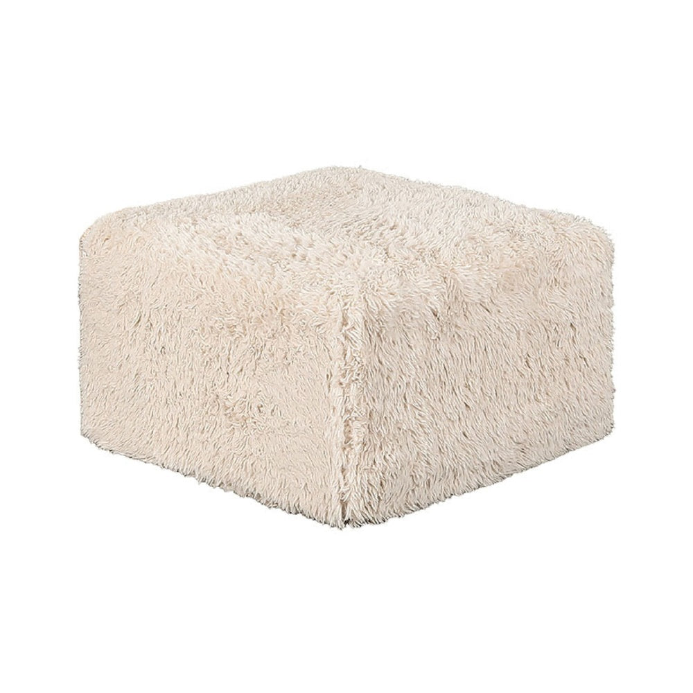 Appi Modular Square Ottoman, Compressed Foam, Sand Beige Faux Fur 27 Inch-BM353166
