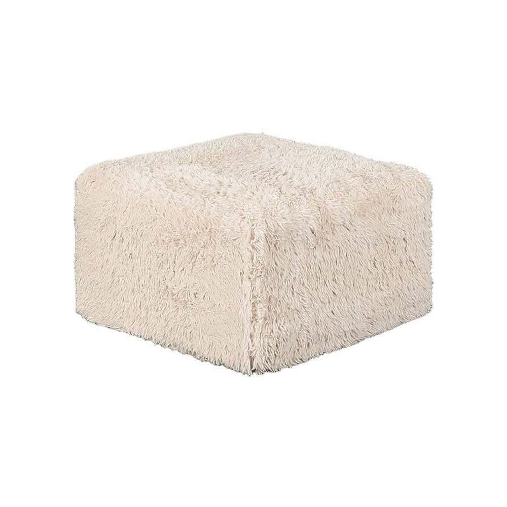 Appi Modular Square Ottoman, Compressed Foam, Sand Beige Faux Fur 27 Inch-BM353166