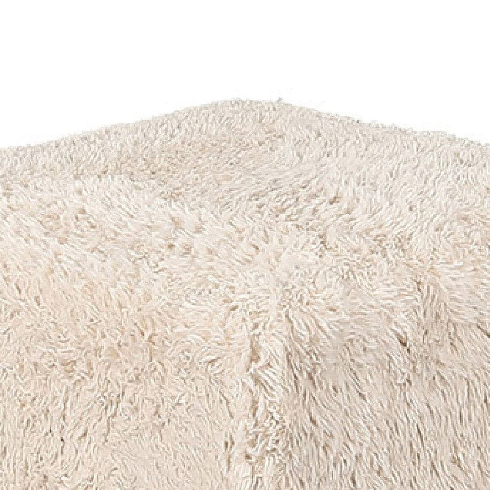 Appi Modular Square Ottoman, Compressed Foam, Sand Beige Faux Fur 27 Inch-BM353166
