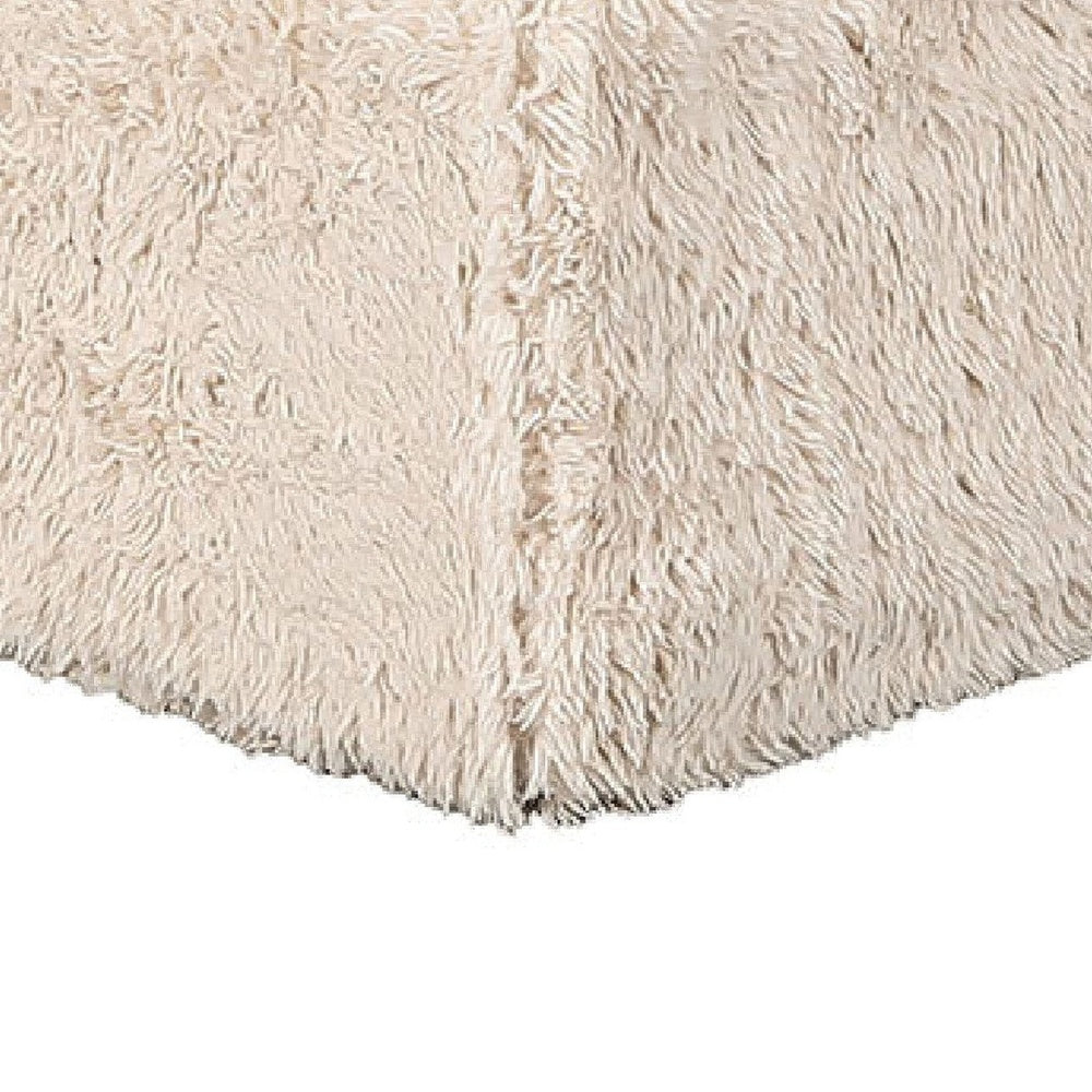 Appi Modular Square Ottoman, Compressed Foam, Sand Beige Faux Fur 27 Inch-BM353166