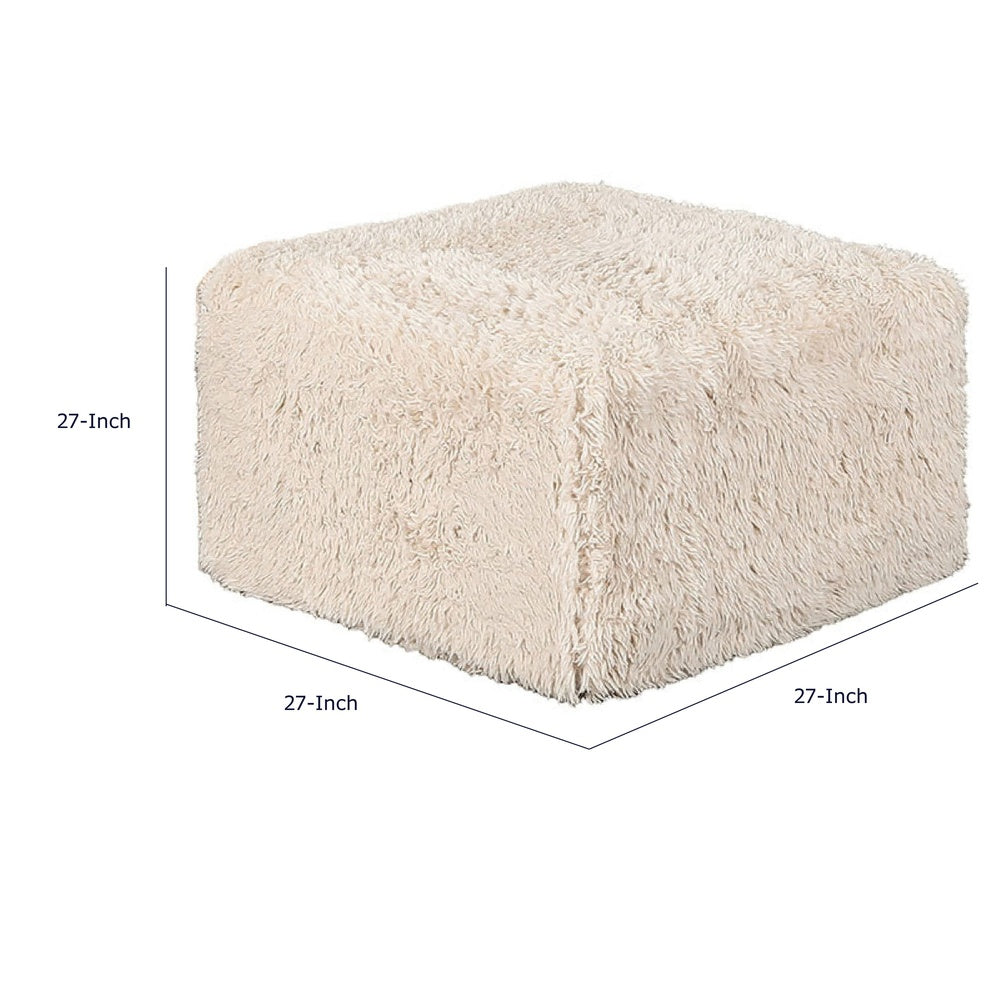 Appi Modular Square Ottoman, Compressed Foam, Sand Beige Faux Fur 27 Inch-BM353166
