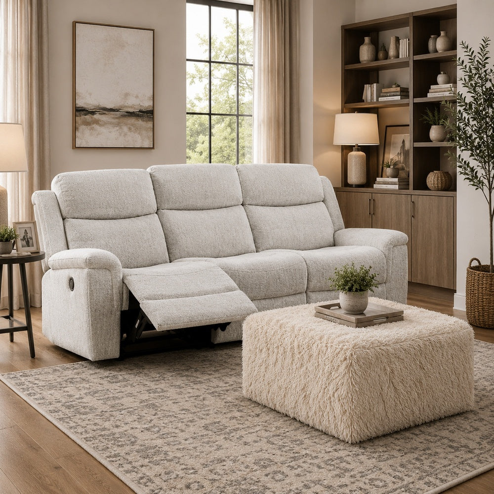 Appi Modular Square Ottoman, Compressed Foam, Sand Beige Faux Fur 27 Inch-BM353166
