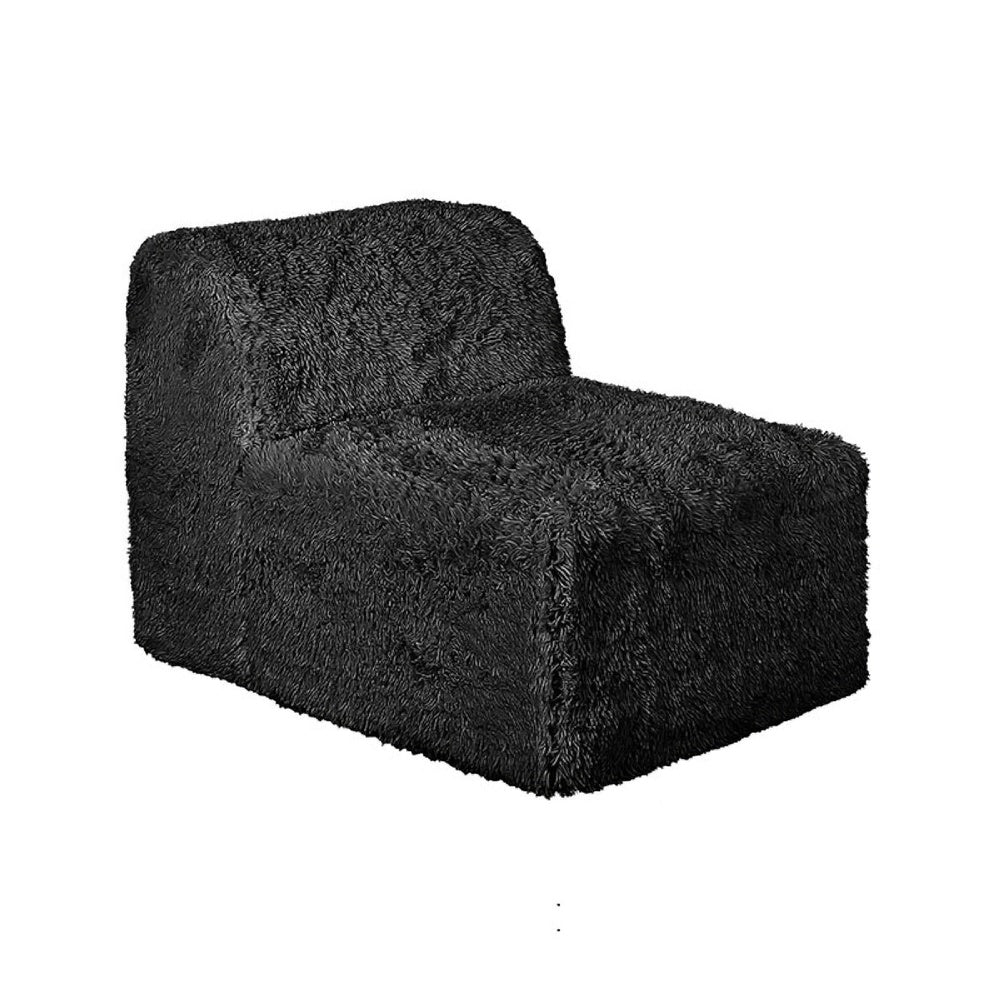 Appi Modular Armless Chair, Compressed Foam Fill Black Shaggy Faux Fur-BM353167