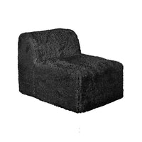 Appi Modular Armless Chair, Compressed Foam Fill Black Shaggy Faux Fur-BM353167
