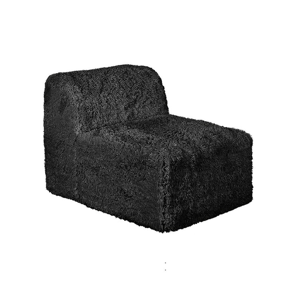 Appi Modular Armless Chair, Compressed Foam Fill Black Shaggy Faux Fur-BM353167