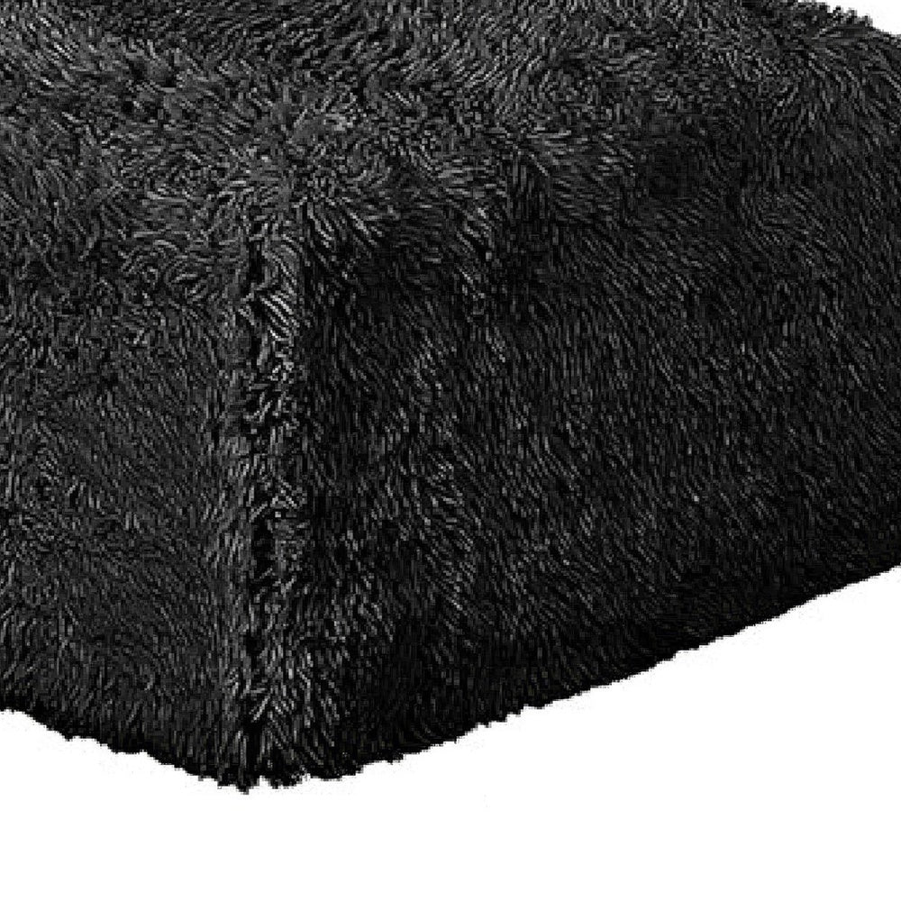 Appi Modular Armless Chair, Compressed Foam Fill Black Shaggy Faux Fur-BM353167