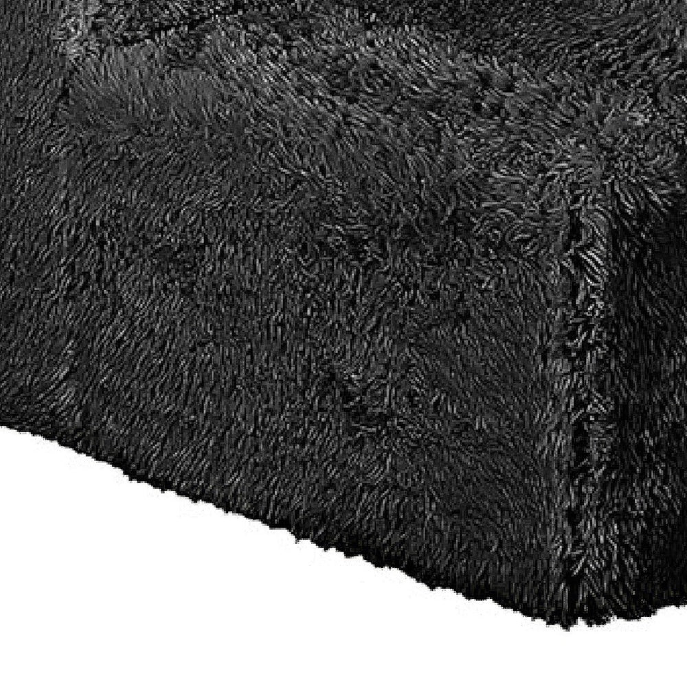 Appi Modular Armless Chair, Compressed Foam Fill Black Shaggy Faux Fur-BM353167