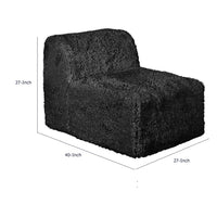 Appi Modular Armless Chair, Compressed Foam Fill Black Shaggy Faux Fur-BM353167