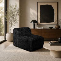 Appi Modular Armless Chair, Compressed Foam Fill Black Shaggy Faux Fur-BM353167