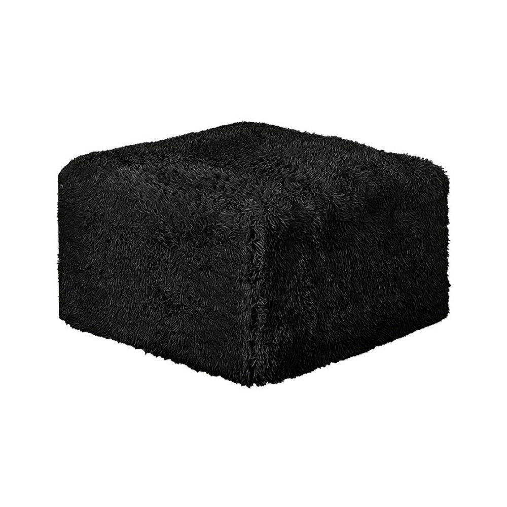 Appi Modular Square Ottoman, Compressed Foam, Black Faux Fur 27 Inch-BM353168