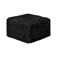 Appi Modular Square Ottoman, Compressed Foam, Black Faux Fur 27 Inch-BM353168