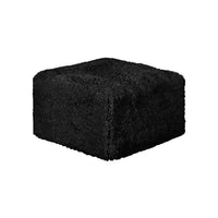 Appi Modular Square Ottoman, Compressed Foam, Black Faux Fur 27 Inch-BM353168