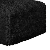 Appi Modular Square Ottoman, Compressed Foam, Black Faux Fur 27 Inch-BM353168