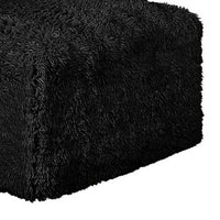 Appi Modular Square Ottoman, Compressed Foam, Black Faux Fur 27 Inch-BM353168