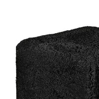 Appi Modular Square Ottoman, Compressed Foam, Black Faux Fur 27 Inch-BM353168