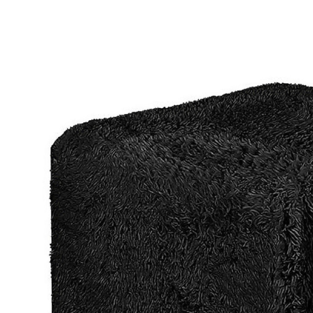 Appi Modular Square Ottoman, Compressed Foam, Black Faux Fur 27 Inch-BM353168