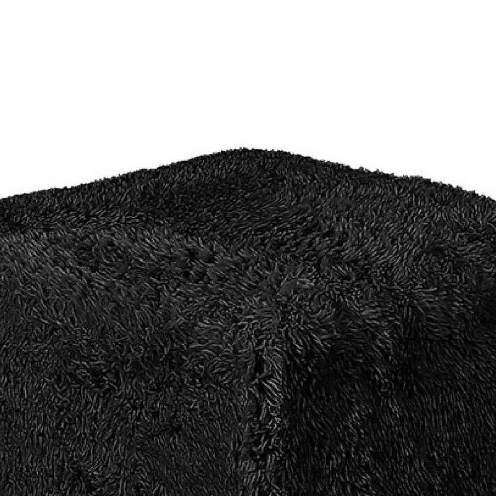 Appi Modular Square Ottoman, Compressed Foam, Black Faux Fur 27 Inch-BM353168